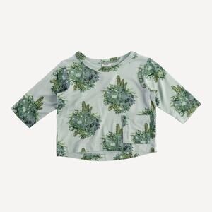 Kate Quinn Cactus Flower Long Sleeve Pocket Boxy Tee Shirt Bamboo Size 5Y